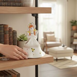 Vintage California Ceramics Figurine Flower Holder Planter Vase Prairie Girl